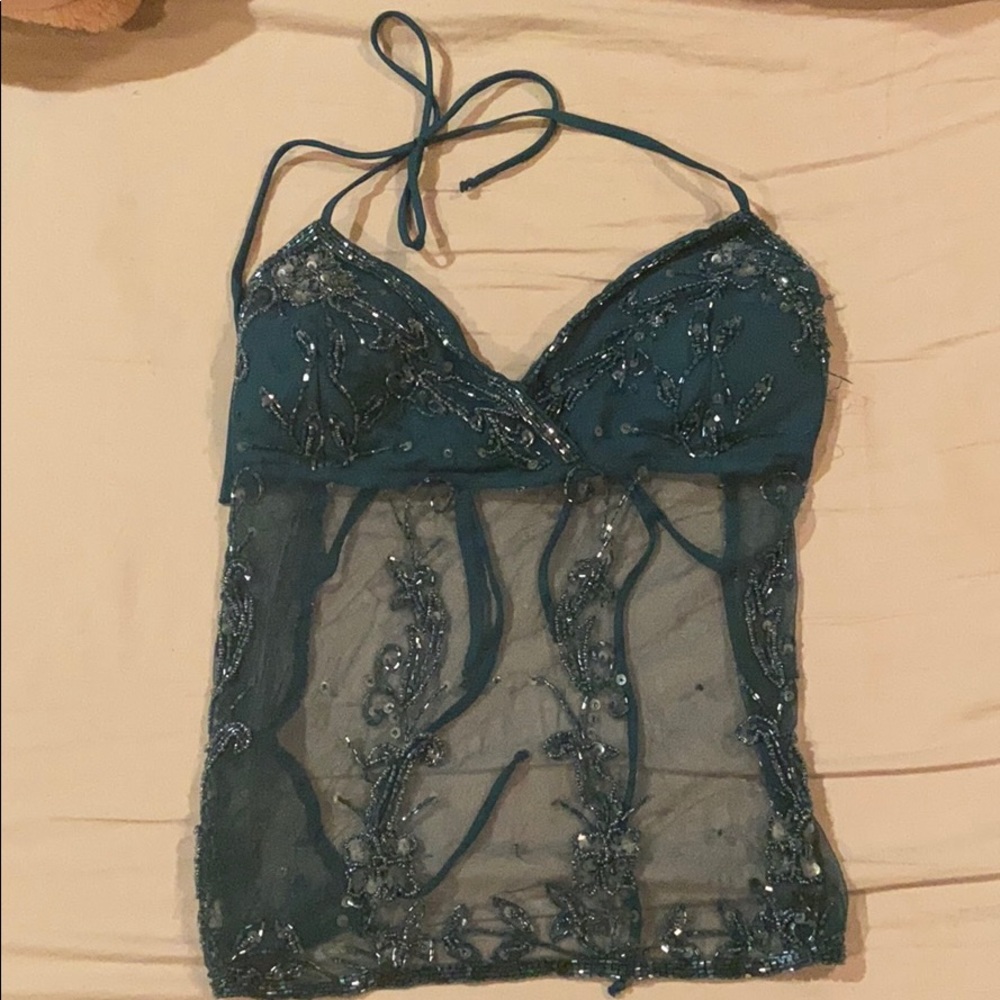Teal beaded top